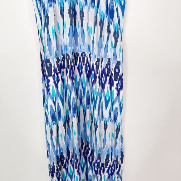 Athleta Small S Blue Kissma Maxi Dress Halter Neck Tie Waist Keyhole Slit Casual - Picture 4 of 12